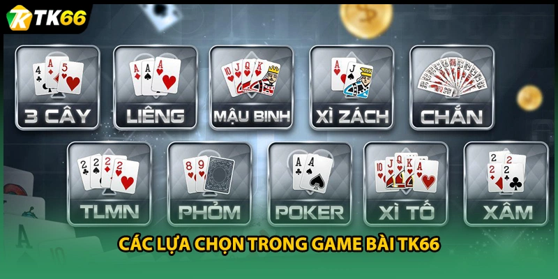 Các lựa chọn trong game bài TK66