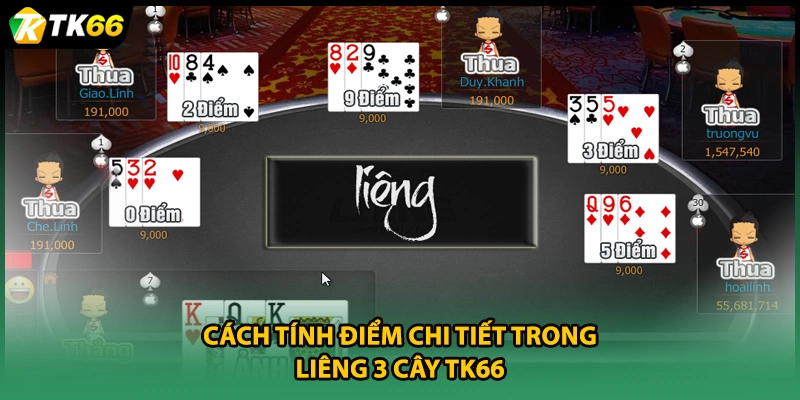Cách tính điểm chi tiết trong Liêng 3 cây TK66