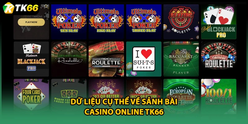 Dữ liệu cụ thể về sảnh bài casino online TK66
