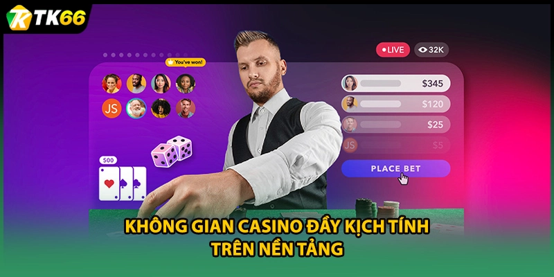 Không gian casino đầy kịch tính trên nền tảng